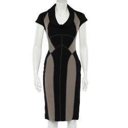 Elie Saab Color Block Wool & Silk Crepe Sheath Dress XS