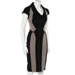 Elie Saab Color Block Wool & Silk Crepe Sheath Dress XS