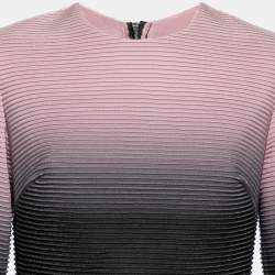 Pre Owned Elie Saab Lilac & Grey Ombre Ribbed Layered Dress M