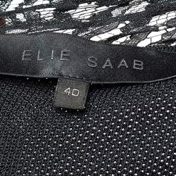 مملوكة مسبقًا Elie Saab Black Jersey Lace Laser Cut Detail Dress S