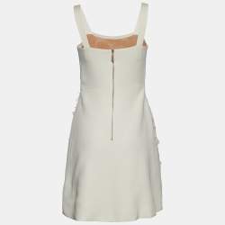 Pre Owned Elie Saab Ivory Embellished Floral Lace & Crepe Mini Dress S