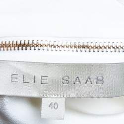 Pre Owned Elie Saab Ivory Embellished Floral Lace & Crepe Mini Dress S