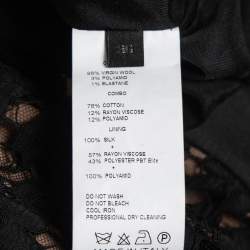 Pre Owned Elie Saab Black Crepe Lace Overlay Knee-Length Dress S