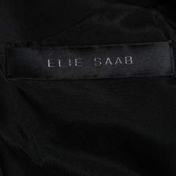 Pre Owned Elie Saab Black Crepe Lace Overlay Knee-Length Dress S