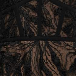 Elie Saab Black Lace Embroidered Flared Midi Dress S 