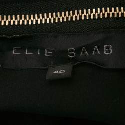 Pre Owned Elie Saab Multicolor Printed Silk Crepe Asymmetric Hem Dress S