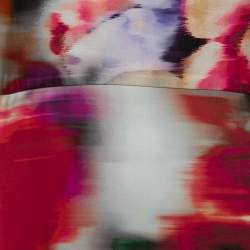 Pre Owned Elie Saab Multicolor Printed Silk Crepe Asymmetric Hem Dress S