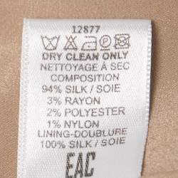 Pre Owned Elie Saab Taupe Brown Embroidered Silk Maxi Dress L