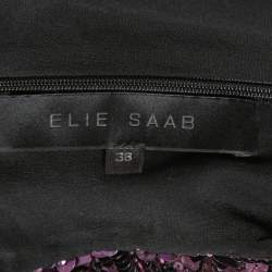 Elie Saab Purple Sequin-Embellished Cutout Mini Dress M 