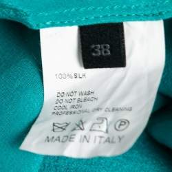 Elie Saab Green Crepe Silk Ruffled Overlay Shirt S