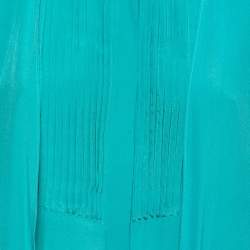 Elie Saab Green Crepe Silk Ruffled Overlay Shirt S