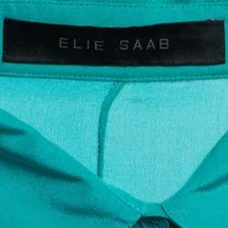 Elie Saab Green Crepe Silk Ruffled Overlay Shirt S