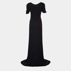 Elie Saab Black Jersey Gathered Yoke Detail Gown M