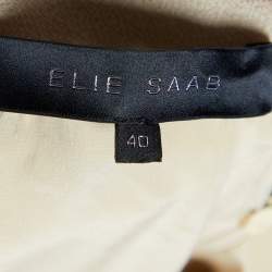 Elie Saab Beige Sequin Embellished Silk & Wool Belted Mini Dress S