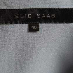 Pre Owned Elie Saab Blue Crepe Ruch Detailed Sleeveless Midi Dress S