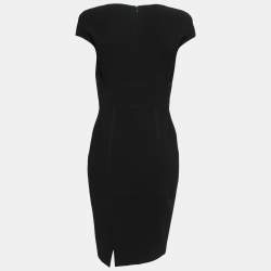 Pre Owned Elie Saab Black Crepe Plunge Neck Sleeveless Midi Dress S