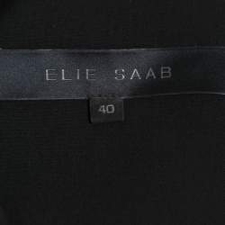 Pre Owned Elie Saab Black Crepe Plunge Neck Sleeveless Midi Dress S