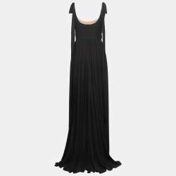 Pre Owned Elie Saab Black Silk Chiffon Sequin Embellished Yoke Sleeveless Gown S
