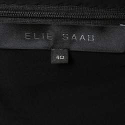 Pre Owned Elie Saab Black Silk Chiffon Sequin Embellished Yoke Sleeveless Gown S