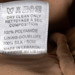 Pre Owned Elie Saab Beige Sequin Embellished Tulle Halter Neck Gown S