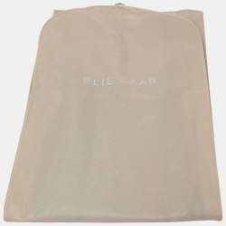Elie Saab Tricolor Crepe Sleeveless Draped Long Dress M