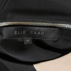 Elie Saab Tricolor Crepe Sleeveless Draped Long Dress M
