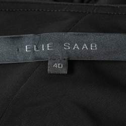 Elie Saab Black Jersey One Shoulder Draped Gown S