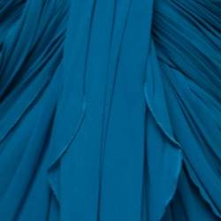 Elie Saab Blue Embellished Detail Draped Gown M