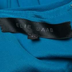 Elie Saab Blue Embellished Detail Draped Gown M