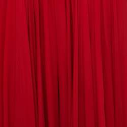Elie Saab Red Silk Blend Lace Trimmed Long Dress S