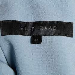 Pre Owned Elie Saab Blue Wool Ruched Bow Detail Mini Dress M