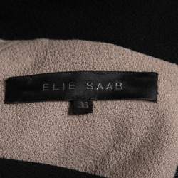 Pre Owned Elie Saab Black/Beige Silk & Wool Cowl Neck Midi Dress XS