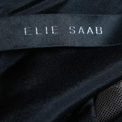 Pre Owned Elie Saab Black Silk & Nylon Lace Trimmed Full Sleeve Jumpsuit S