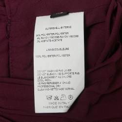 Pre Owned Elie Saab Burgundy Pleated Crepe Sleeveless Maxi Dress S