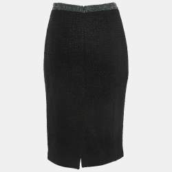 Pre Owned Elie Saab Black/Grey Tweed Pencil Skirt M