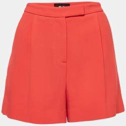 Elie Saab Orange Crepe Lace Trim Shorts S