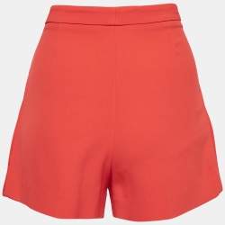 Elie Saab Orange Crepe Lace Trim Shorts S