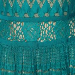 Pre Owned Elie Saab Green Lace Sleeveless Maxi Dress S