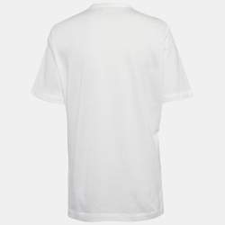 Elie Saab White Embroidered Tulle and Cotton Knit Sheer T-Shirt S