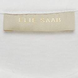 Elie Saab White Embroidered Tulle and Cotton Knit Sheer T-Shirt S