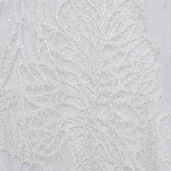 Elie Saab White Embroidered Tulle and Cotton Knit Sheer T-Shirt S