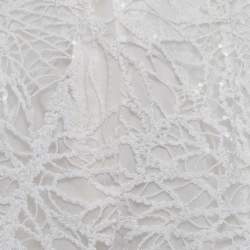 Elie Saab White Sequin Embroidered Tulle Straight Fit Trousers S