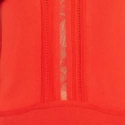 Pre Owned Elie Saab Orange Stretch Knit Frilled Short Dress M