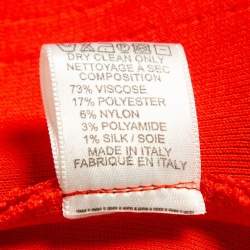 Pre Owned Elie Saab Orange Stretch Knit Frilled Short Dress M