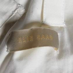 Pre Owned Elie Saab White Floral Appliqued Tulle Midi Dress S