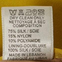 Pre Owned Elie Saab Yellow Silk Blend Lace Insert Ruffled Maxi Dress M