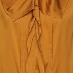 Pre Owned Elie Tahari Yellow Pepper Stretch Silk Andrea Blouse XL
