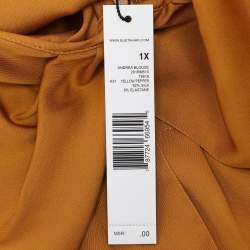 Pre Owned Elie Tahari Yellow Pepper Stretch Silk Andrea Blouse XL