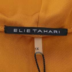 Pre Owned Elie Tahari Yellow Pepper Stretch Silk Andrea Blouse XL