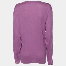 Pre Owned Elie Tahari Purple Stretch Silk Sammy Sweater XXL